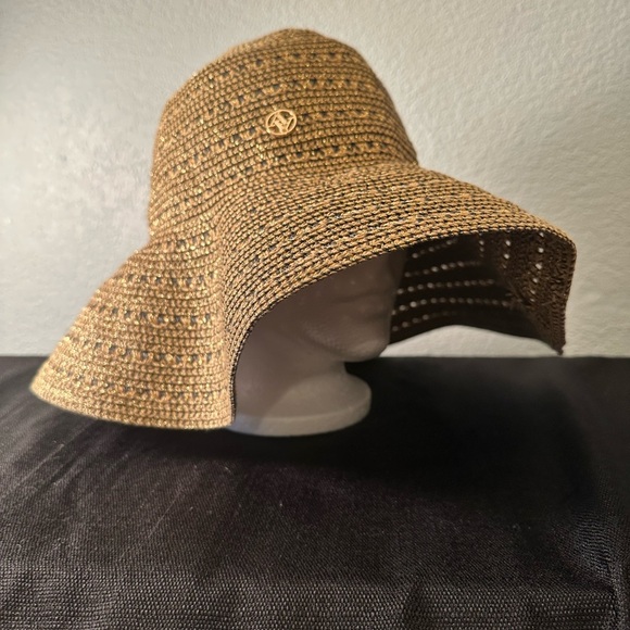 Adrienne Vittadini Wide Brim Floppy Beach Pool Travel Vacation Hat Packable Tan - Picture 4 of 7